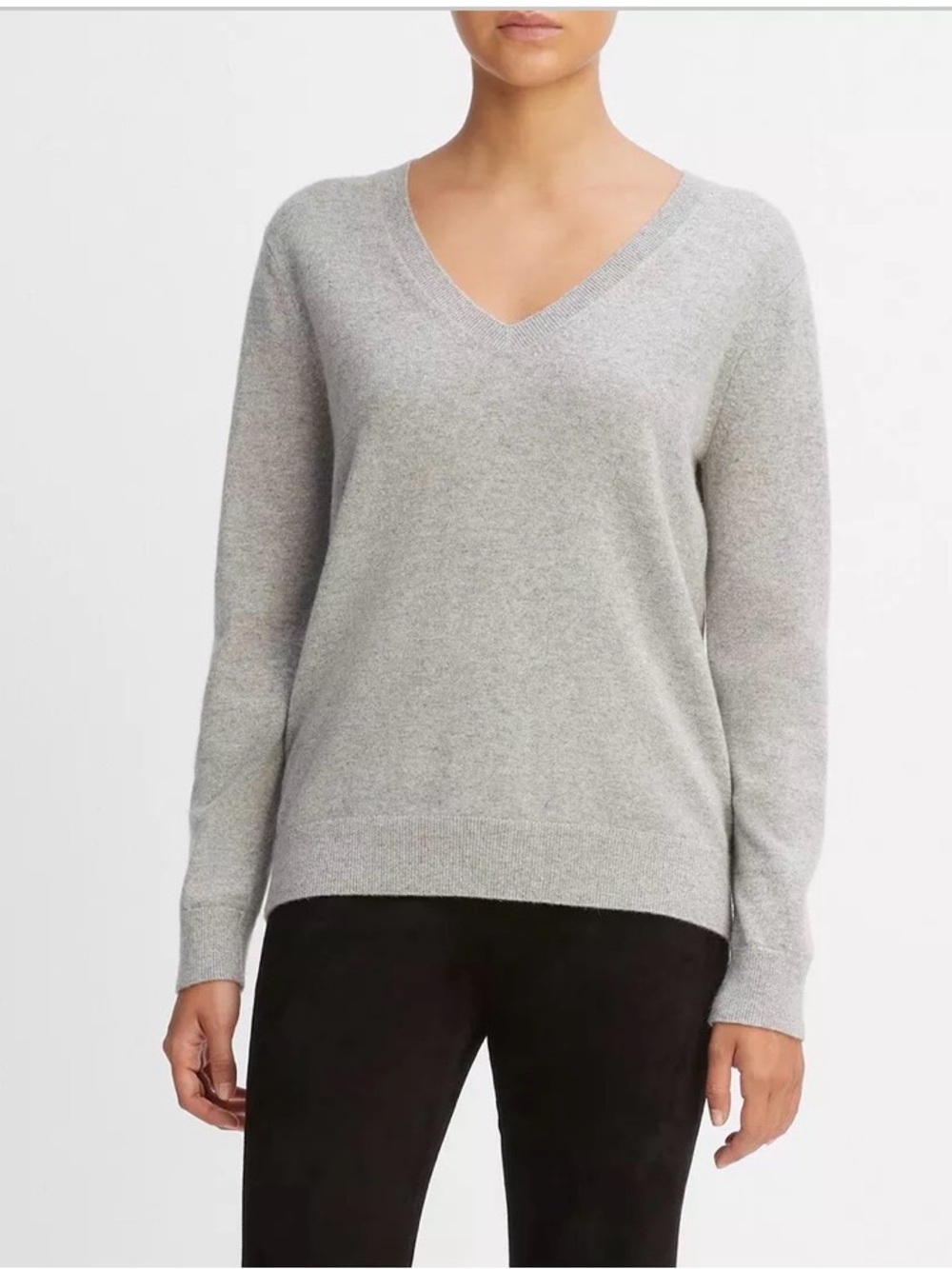 Vince Weekend Gray V-Neck Cashmere Sweater